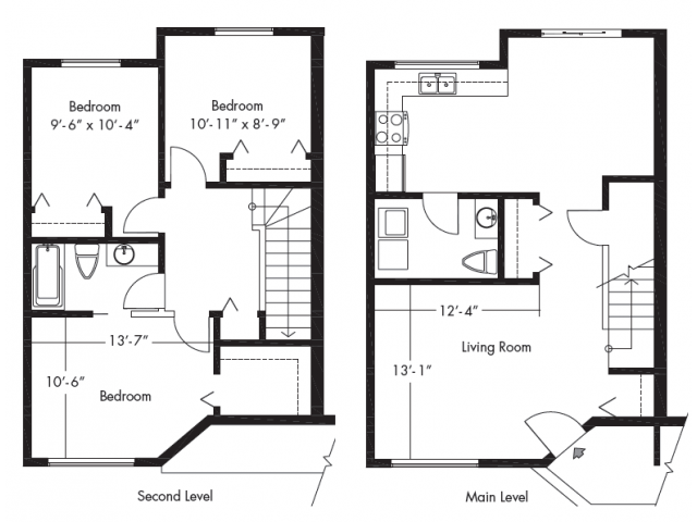 Floor plan for 3 beds, 1.5 baths, 1171 sqft